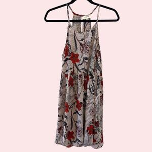 Umgee USA Floral Print Halter Sundress White Red Black Size M